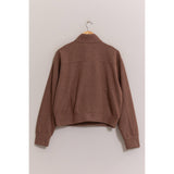 Half Zip Sweatshirt With Front Pockets -Tan