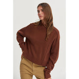 High Neck Reverse Seam Sweater: CREAM