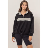 Fleece Color Block Half Zip Pullover: BROWN