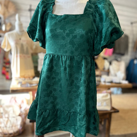 Square neck forest holiday party mini dress