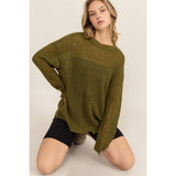 DISTRESSED KNIT SWEATER: ALPACA