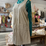Corduroy beige backless casual mini dress