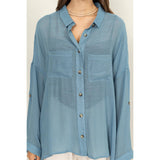 LONG SLEEVE BUTTON DOWN SHIRT: MAUVE