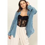 LONG SLEEVE BUTTON DOWN SHIRT: MAUVE