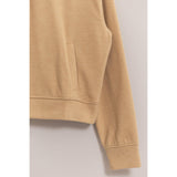Half Zip Sweatshirt With Front Pockets -Tan