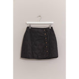 Quilted Puffer Mini Skirt: BLACK