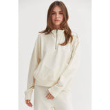 Half Zip Sweatshirt With Front Pockets -Tan