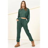 DROP-SHOULDER CROPPED TOP: HUNTER GREEN