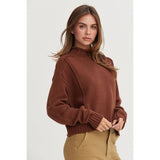 High Neck Reverse Seam Sweater: CREAM