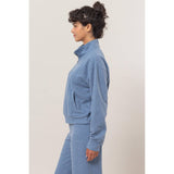 Half Zip Sweatshirt With Front Pockets -Tan