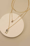 Gold JOSSLYN RECTANGLE FLOWER PEDNANT MULTI LAYER NECKLACE