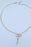 Gold JOSSLYN PEARL EMBELLISHED BOW PENDANT NECKLACE