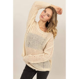 DISTRESSED KNIT SWEATER: ALPACA