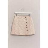 Quilted Puffer Mini Skirt: BLACK