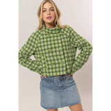 Tweed Plaid Double-Breasted Jacket: CREAM