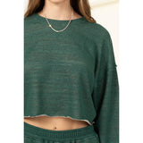 DROP-SHOULDER CROPPED TOP: HUNTER GREEN