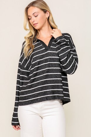 Striped Collared Top