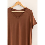 SHORT-SLEEVE V-NECK TOP: GRAY BLUE