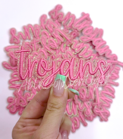 ABLN Boutique - Trojan script letter preppy mascot trucker hat patch iron on