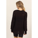 DISTRESSED KNIT SWEATER: ALPACA