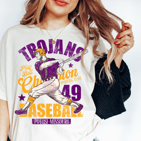 Trojan Baseball Vintage Graphic Top