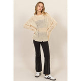 DISTRESSED KNIT SWEATER: ALPACA
