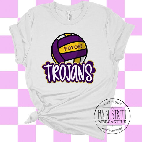 Purple and gold volleyball potosi Trojans graphic tee -34
