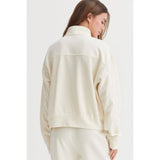 Half Zip Sweatshirt With Front Pockets -Tan