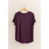 SHORT-SLEEVE V-NECK TOP: GRAY BLUE