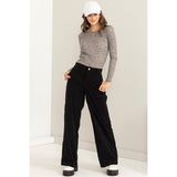 CORDUROY CARGO PANTS: BLACK