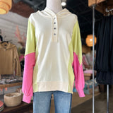 Color block oversized hoodie knit top