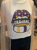 Purple and gold Trojans mouth Trojans graphic tee -28