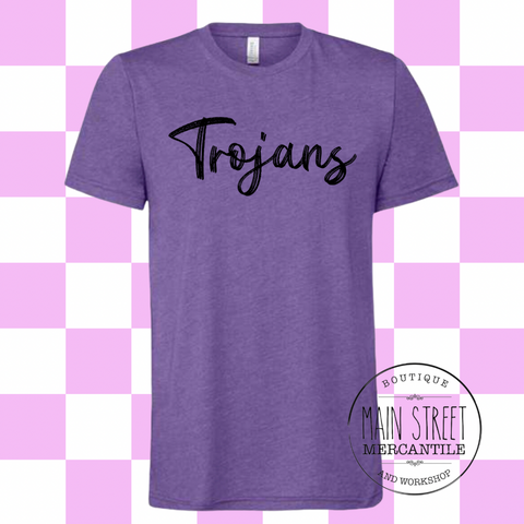 Cursive Trojans Graphic Top