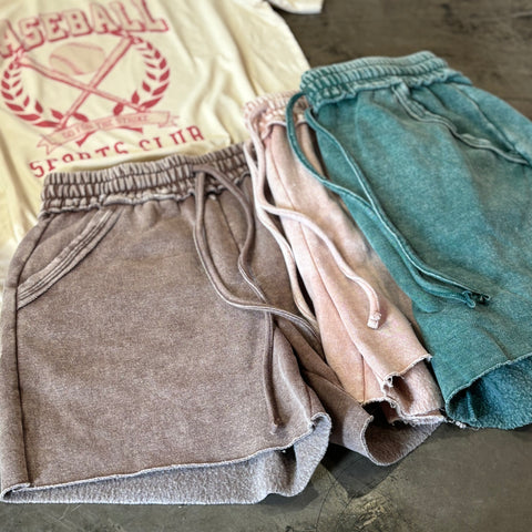 Acid Washed Fleece Shorts