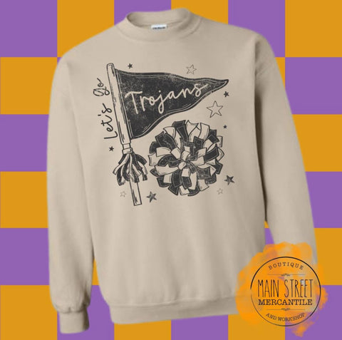 Trojan Flag and Pom Graphic Top