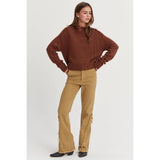 High Neck Reverse Seam Sweater: CREAM