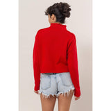 High Neck Reverse Seam Sweater: CREAM