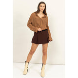LONG SLEEVE BUTTON DOWN SHIRT: MAUVE
