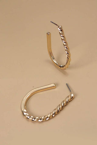 Gold JOSSLYN HALF TWIST OVAL HOOP EARRINGS