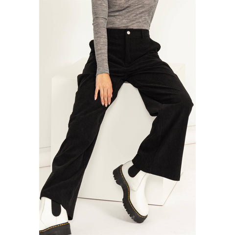 CORDUROY CARGO PANTS: BLACK