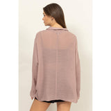 LONG SLEEVE BUTTON DOWN SHIRT: MAUVE