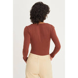 LONG SLEEVE SWEETHEART NECK BODYSUIT: CREAM