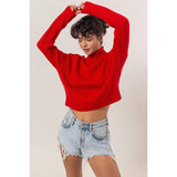 High Neck Reverse Seam Sweater: CREAM