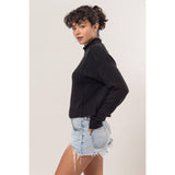 High Neck Reverse Seam Sweater: CREAM