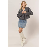 Tweed Plaid Double-Breasted Jacket: CREAM
