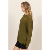 DISTRESSED KNIT SWEATER: ALPACA