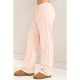 High-waisted Drawstring Pants: CREAM