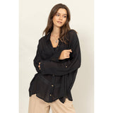 LONG SLEEVE BUTTON DOWN SHIRT: MAUVE