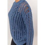 Open Stitch Long Sleeve Sweater: PASTEL GREEN