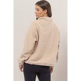Fleece Color Block Half Zip Pullover: BROWN